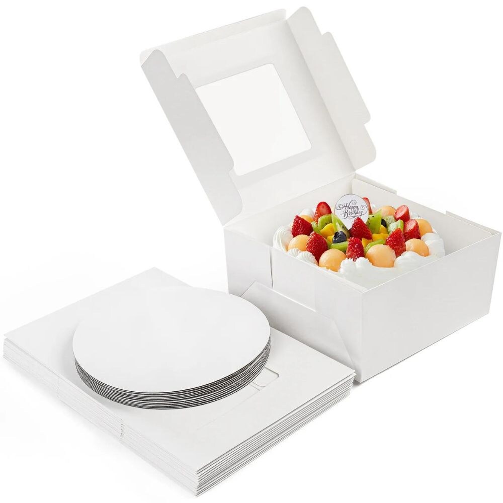 30pc 10x10x5'' Disposable Cake Boxes Paper Bakery Box for Pastries, Cookies, Pie