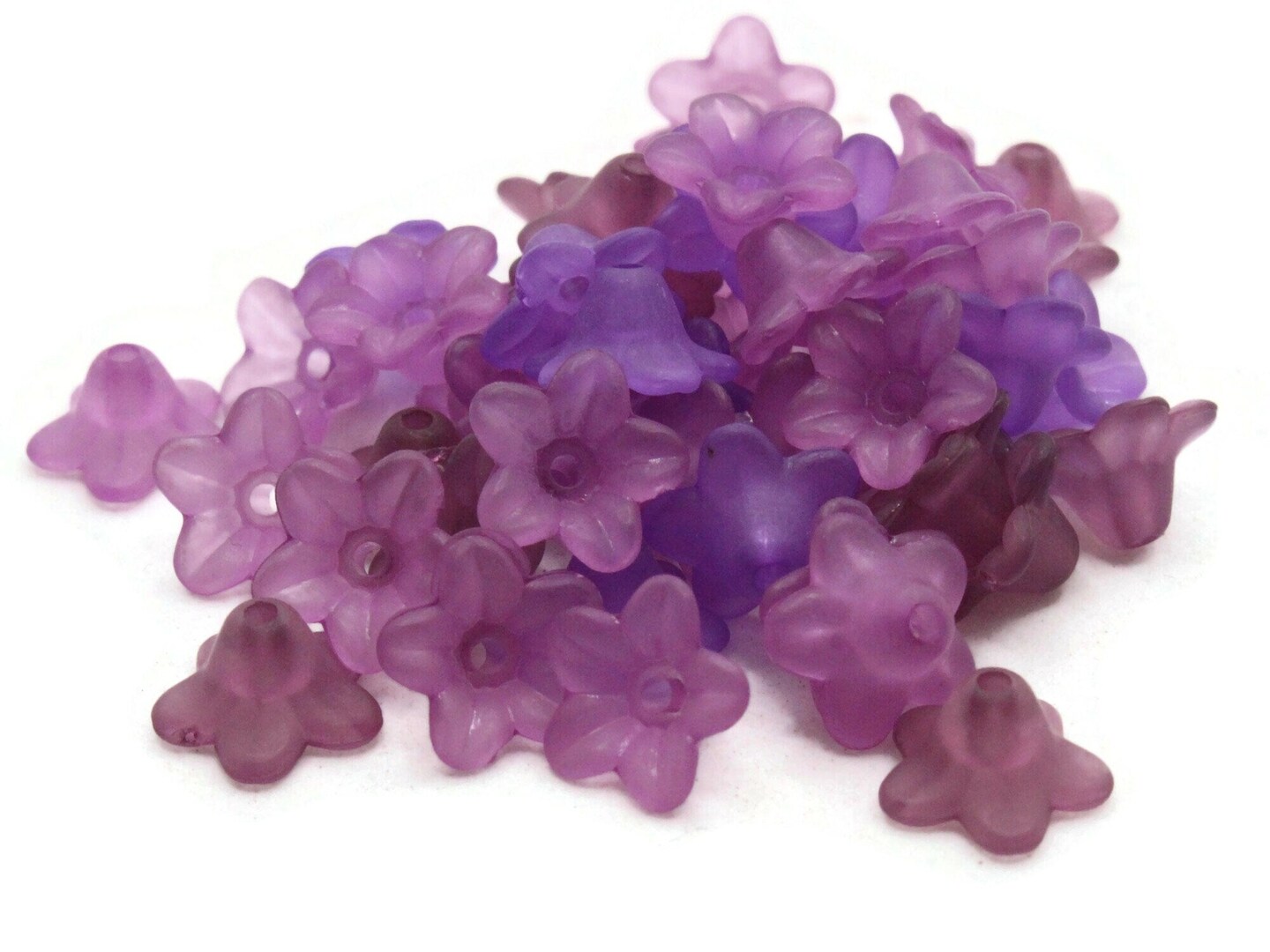 50 10mm Small Purple Mix Flower Acrylic Beads