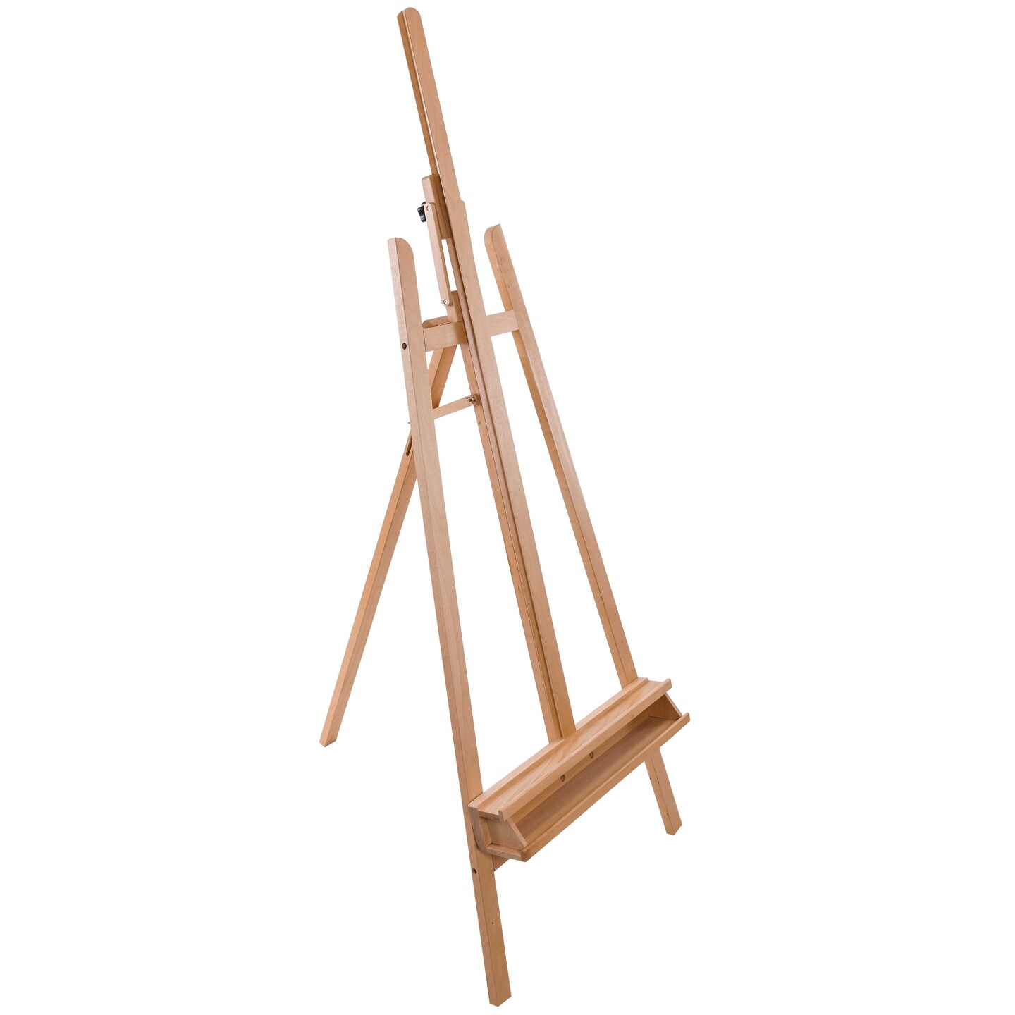 Sunset 64&#x22; to 89&#x22; High Lyre Style Studio A-Frame Easel with Artist Storage Tray - Sturdy Beechwood, Inclinable Mast, Adjustable Height To 48&#x22; Canvas