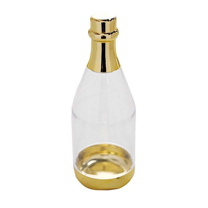 12 Gold and Clear 6" tall Mini Champagne Bottles Favor Holders