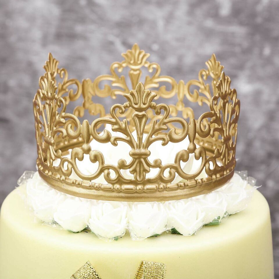 2&#x22; tall Gold Metal Crown CAKE TOPPER Princess Kids Birthday