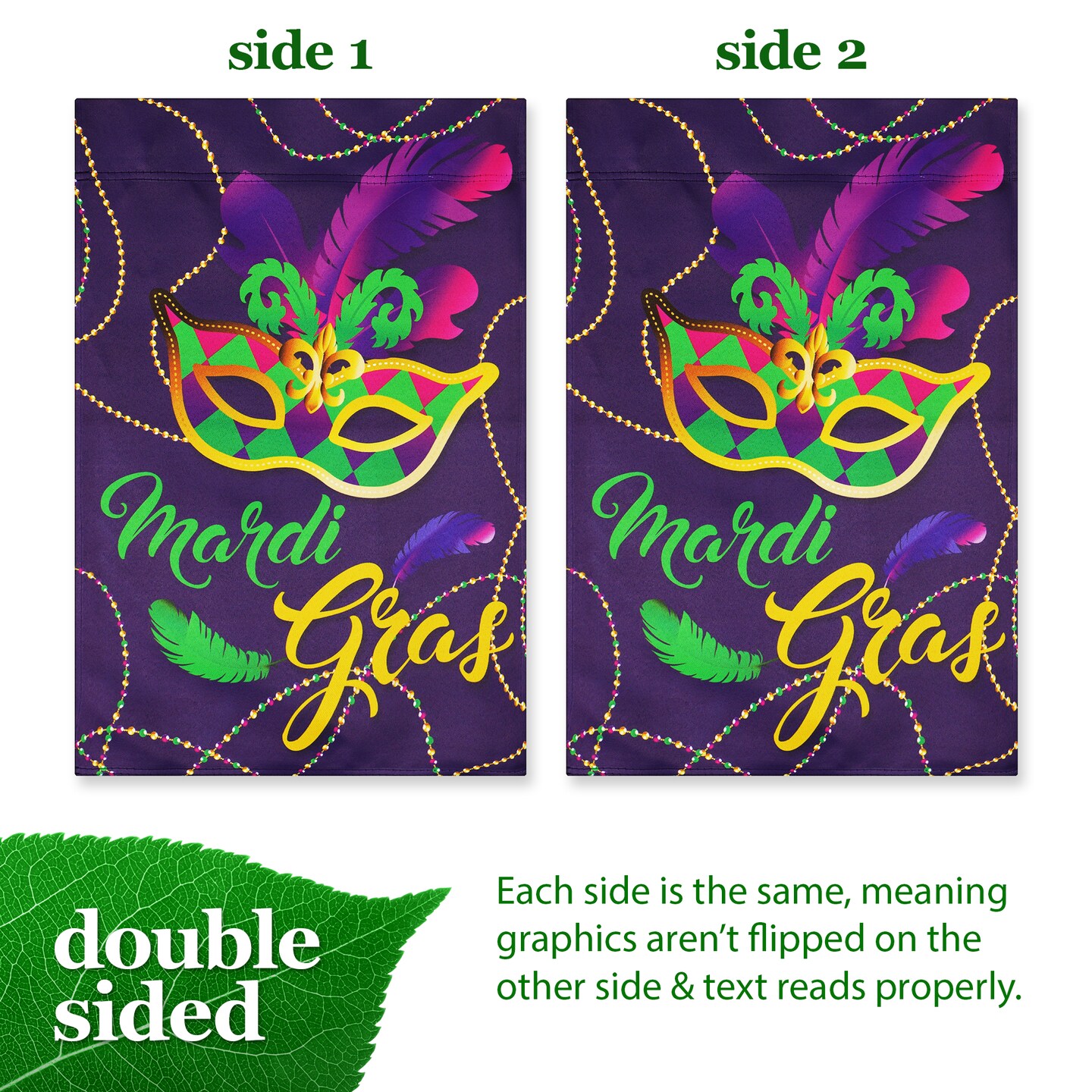 G128 Garden Flag Mardi Gras Masquerade Mask 12"x18" Blockout Fabric