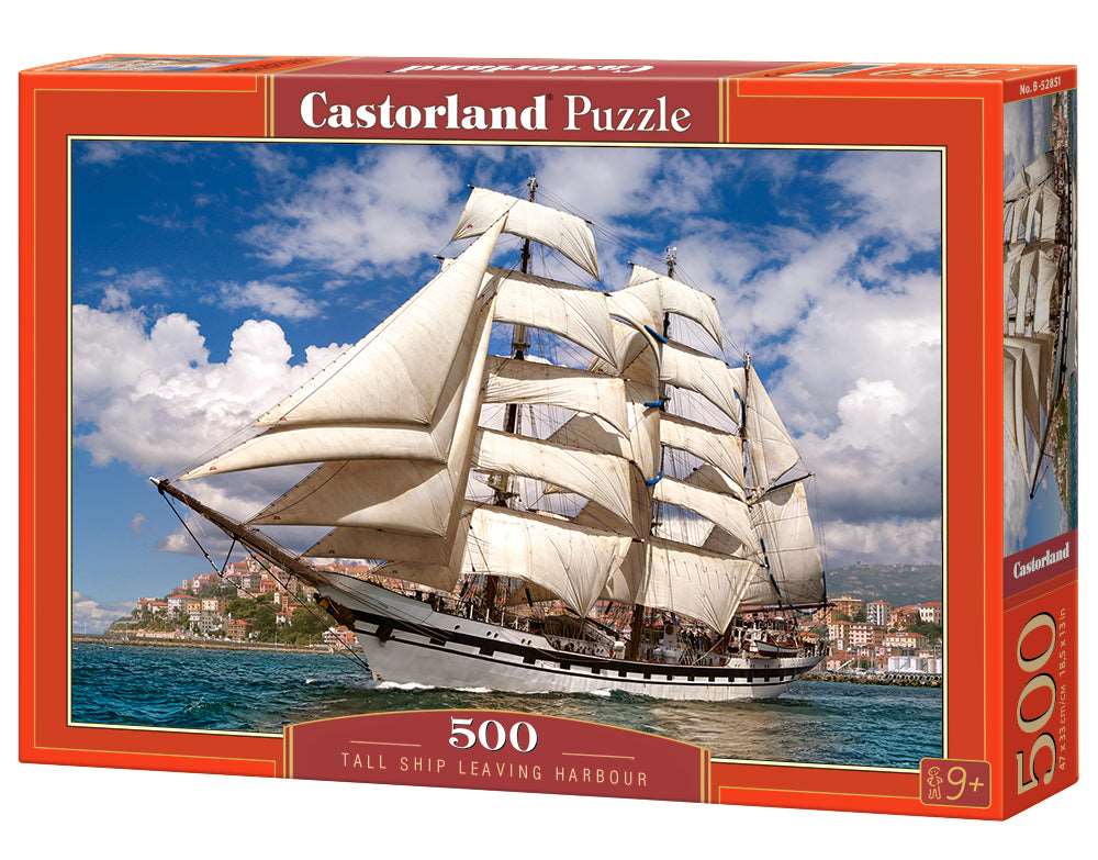 500 Piece Jigsaw Puzzle, Tall Ship Leaving Harbor, Cruise, Sailing Ship Puzzle, Ocean Puzzle, Adult Puzzles, Castorland B-52851