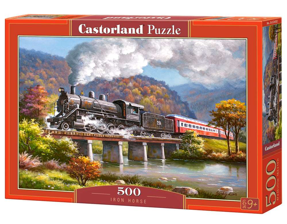 500 Piece Jigsaw Puzzle, Iron Horse, Steam Train, Mountain Train, Locomotive Puzzle, Adult Puzzles, Castorland B-53452