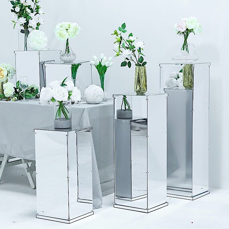 24-Inch tall Silver Mirror DISPLAY BOX CENTERPIECE Party