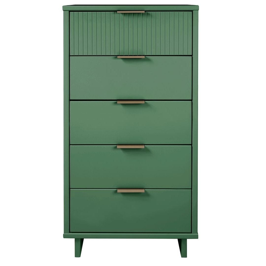 Manhattan Comfort Granville Tall 23.62&#x22; Modern Narrow Dresser with 5 Full Extension Drawers