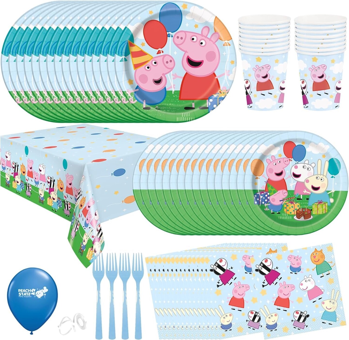 Peppa Pig Birthday Party Supplies Bundle Peppa Pig Party Tableware Peppa Pig Decorations Peppa Pig Balloons