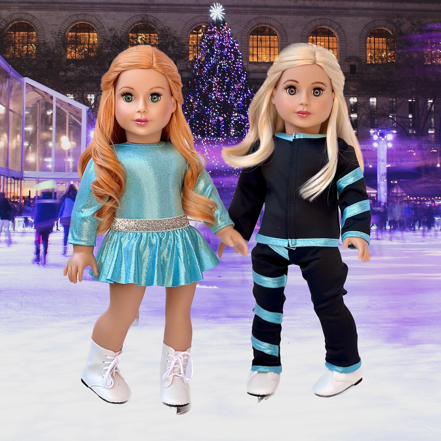 Super Skater Doll Clothes for 18 inch Dolls 5 Piece Doll Outfit Leotard Skirt Pants Jacket White Skates MakerPlace by Michaels