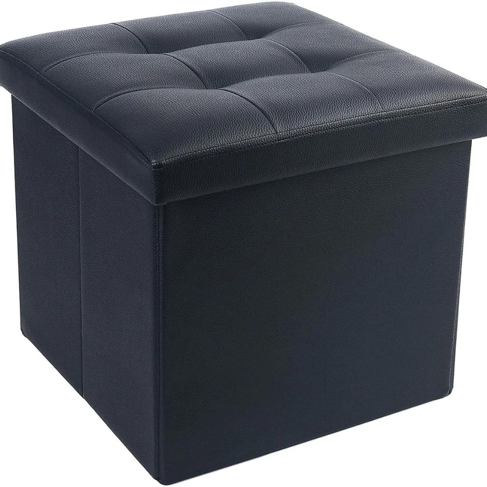 Faux Leather Folding Storage Footstool Ottoman Bench Footrest Box Seat