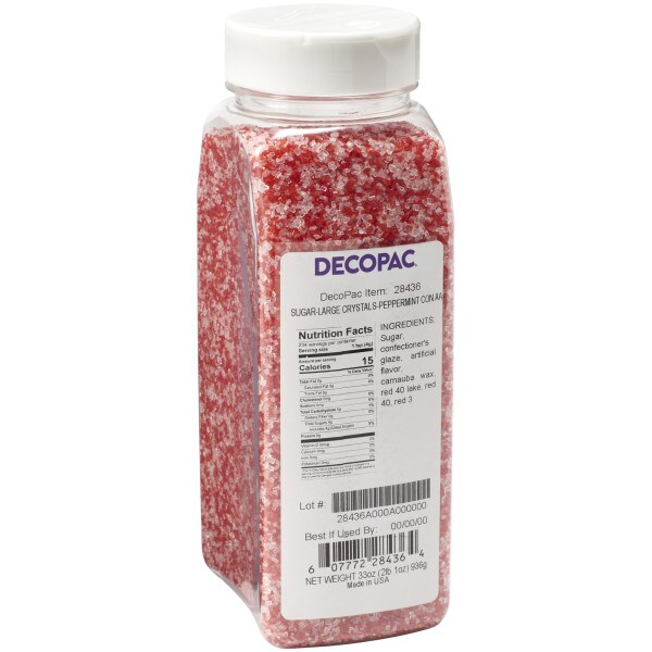 Large Red and White Peppermint Flavored Crystal Sanding Sugar