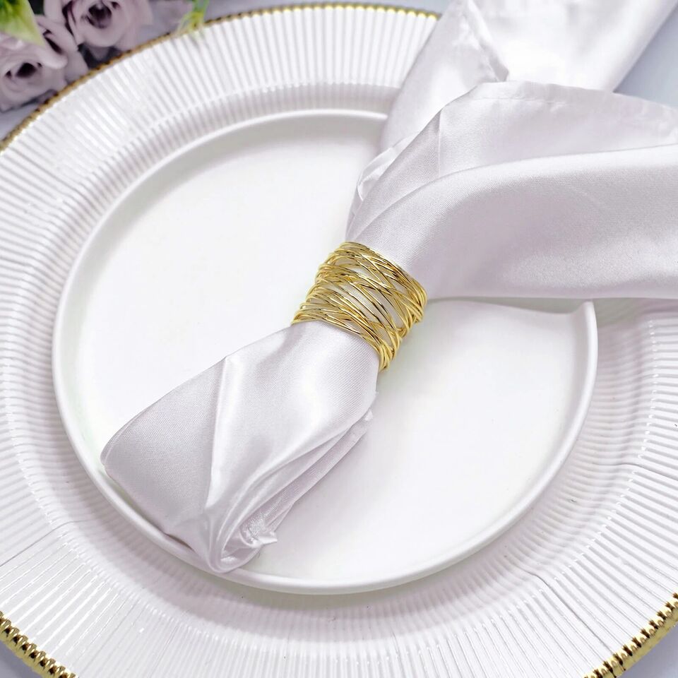 4 Gold Round Metallic Wire Dinner NAPKIN RINGS