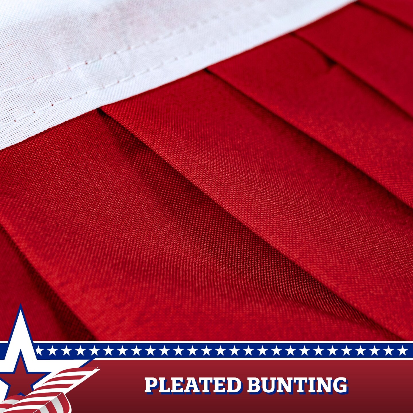 G128 - USA Pleated Fan Flag, 2x4 Feet American USA Bunting Decoration Flags Embroidered Patriotic Stars &#x26; Sewn Stripes Canvas Header Brass Grommets