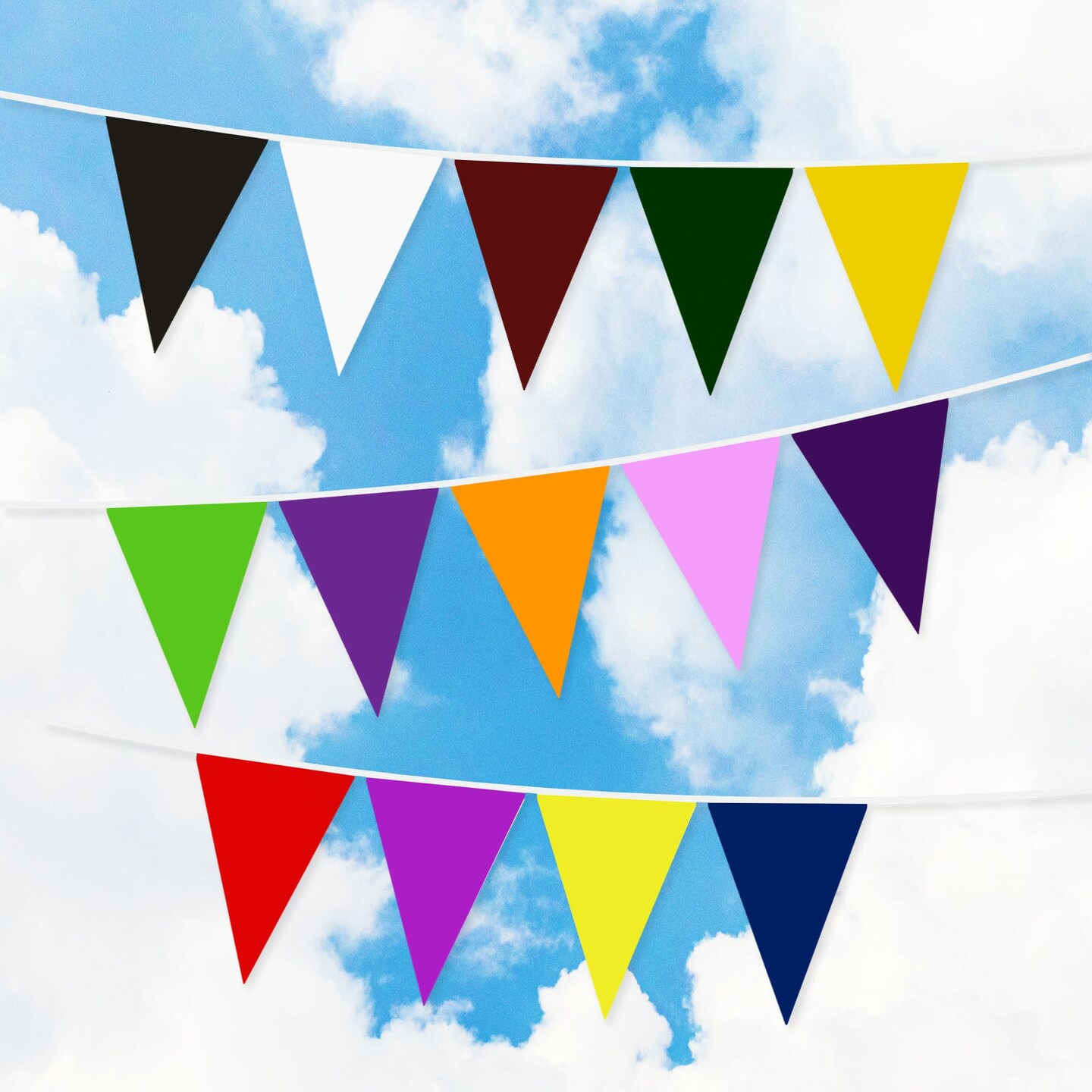 G128 Multicolor Pennant Bunting Banner | Flag 7.87 x 11.81 Inch, Full String 30.5 Feet | Printed 150D Polyester, Decorations For Bar, School, Festival Events Celebration