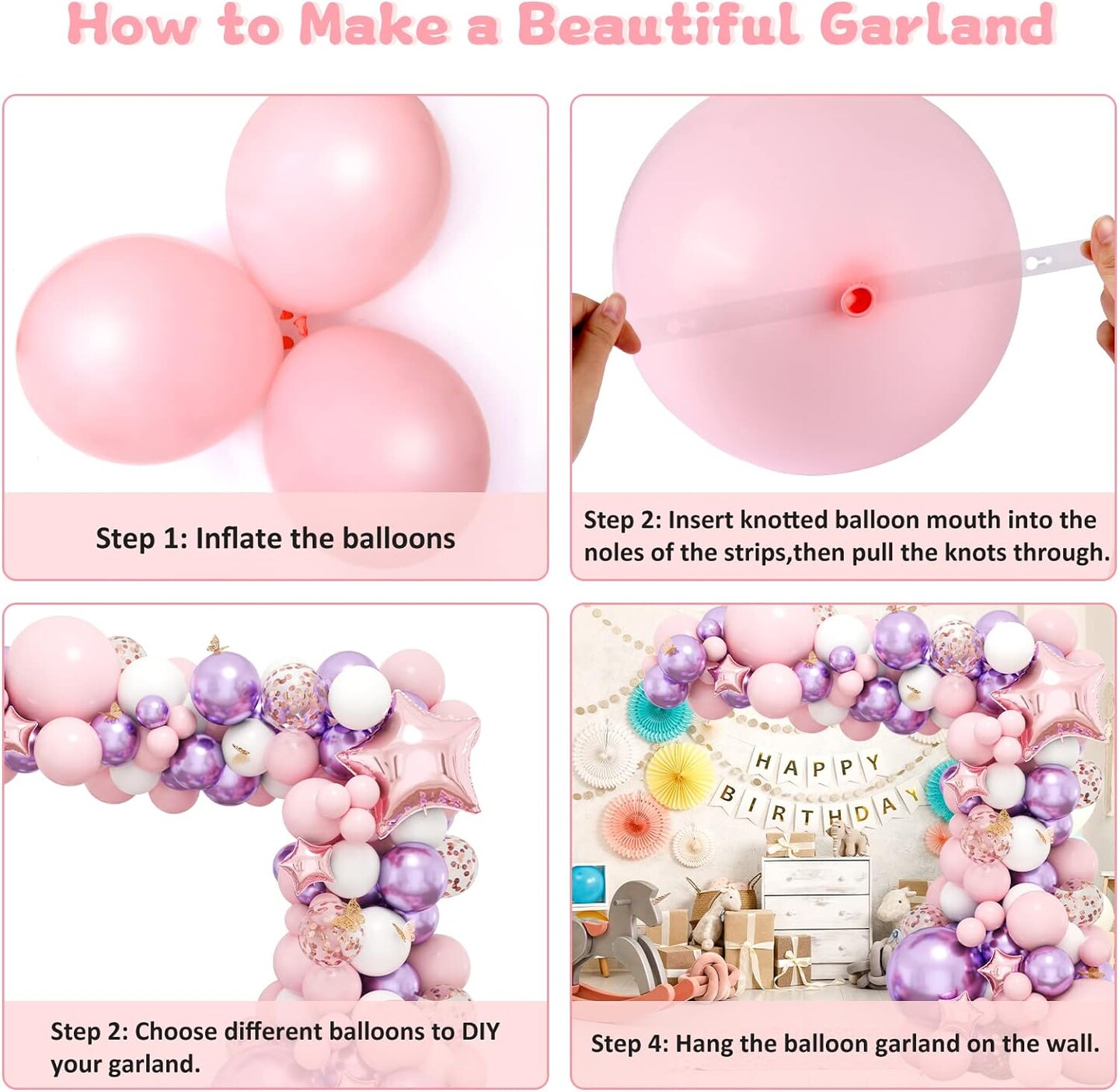 176pcs Pink Purple Balloon Garland, Baby Shower Decorations for Girl with Butterfly Decorations Foil Balloons for Birthday Party Bridal Shower Bachelorette Engagement Decoration