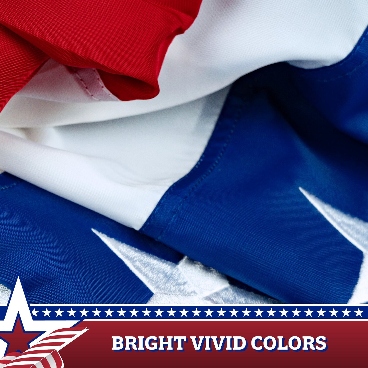 USA Pleated Fan Flag, 4x8 Feet American USA Bunting Decoration Flags Embroidered Patriotic Stars & Sewn Stripes Canvas Header Brass Grommets