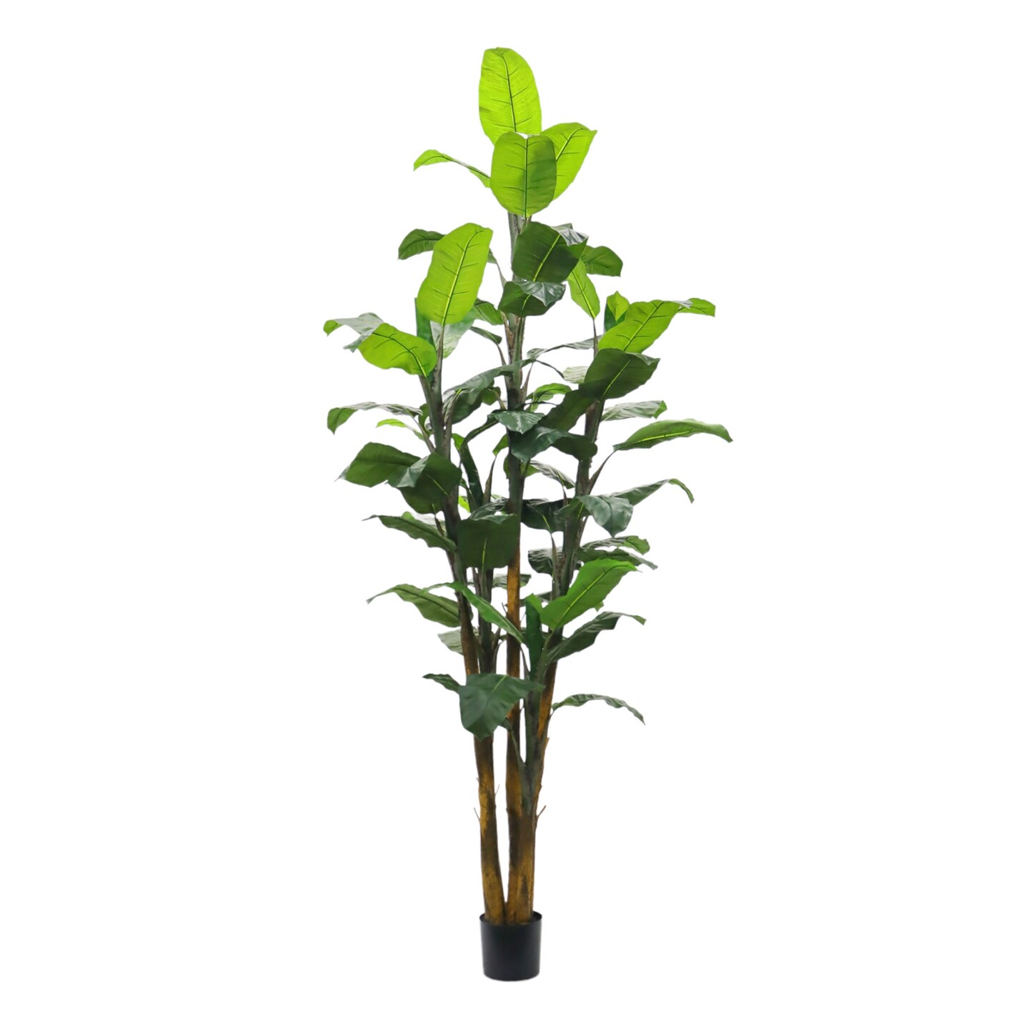 8ft Banana Tree in Black Pot with 50 Realistic Leaves by Floral Home&#xAE;