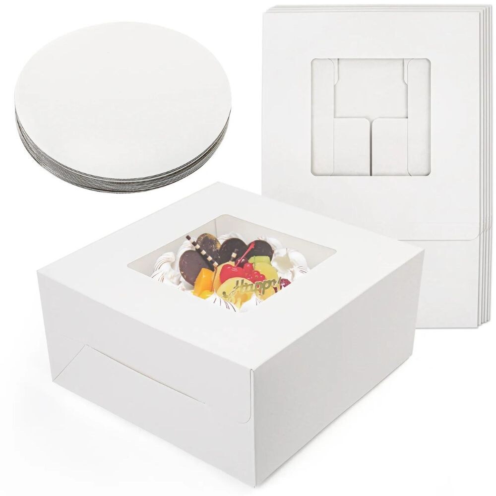 30pc 10x10x5'' Disposable Cake Boxes Paper Bakery Box for Pastries, Cookies, Pie
