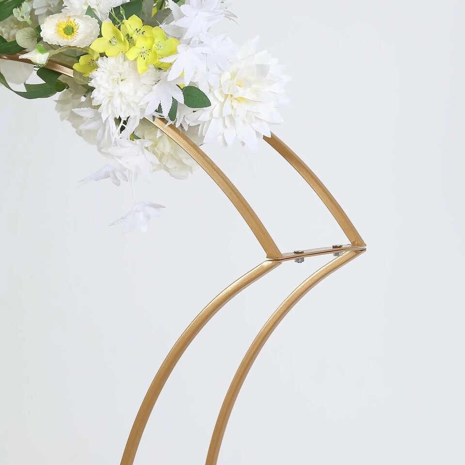 Gold 38 in Curvy Metal Flower Arch Display STAND Table Centerpiece