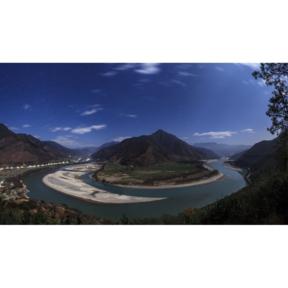 Moonlit Scenic View Of The Yangtze River In China. Poster Print By Jeff Dai/Stocktrek Images