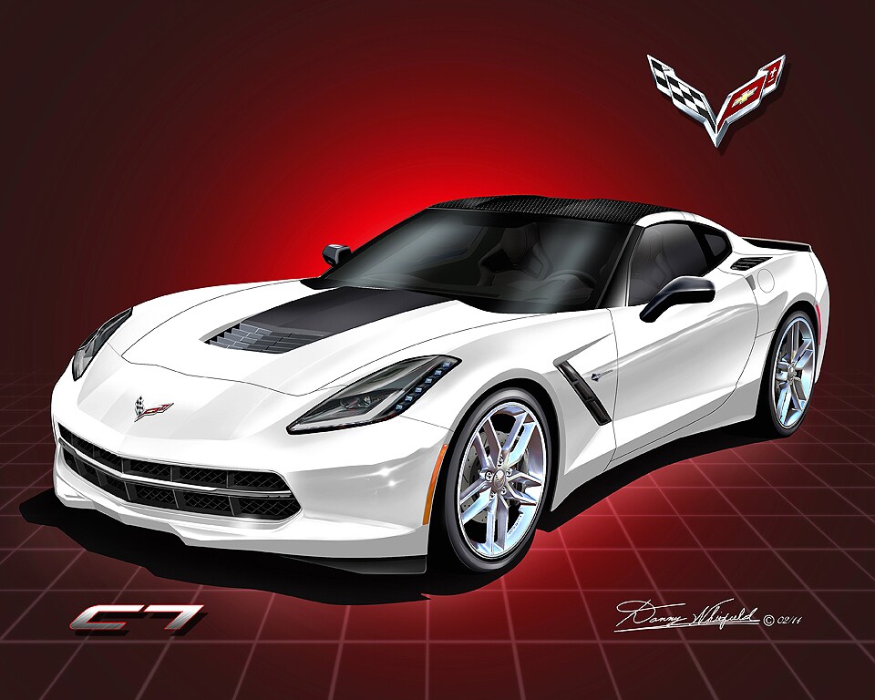 C7 Chevrolet Corvette Stingray - Artic White | Art Prints by