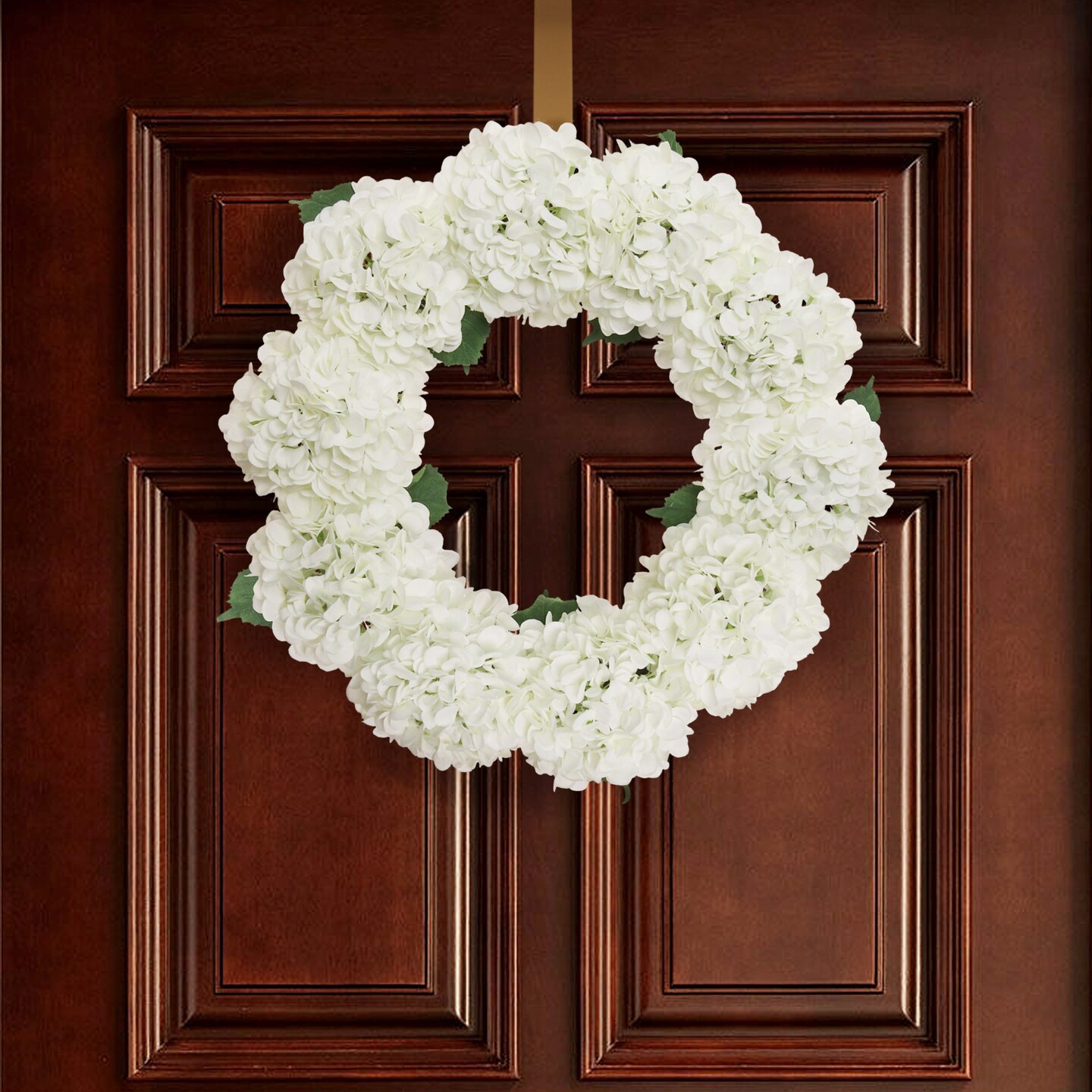 Cloud White Hydrangea Wreath: 24" Wide, Grapevine Ring, Floral Home by Artificial Flowers