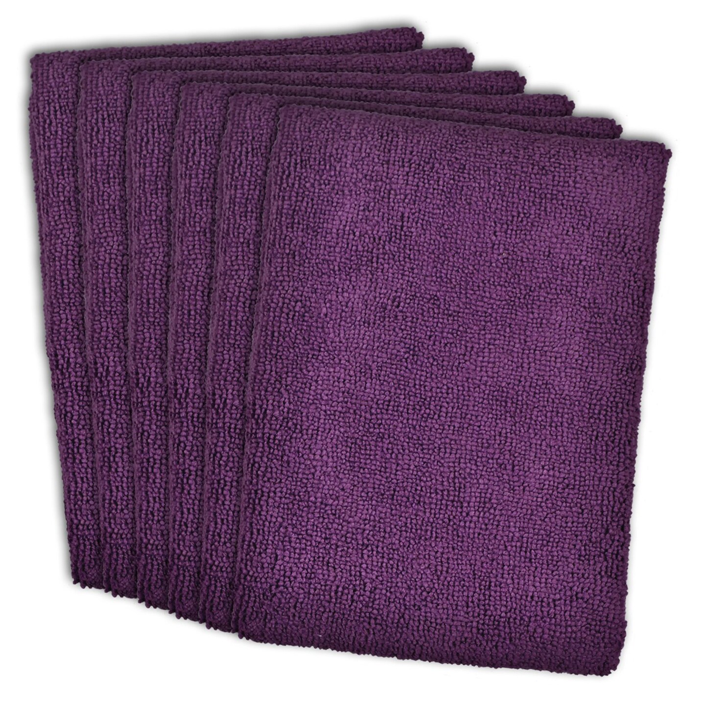 Contemporary Home Living Microfiber Lint-Free Rectangular Dishtowels - 23.5&#x22; - Plum Purple - Set of 6