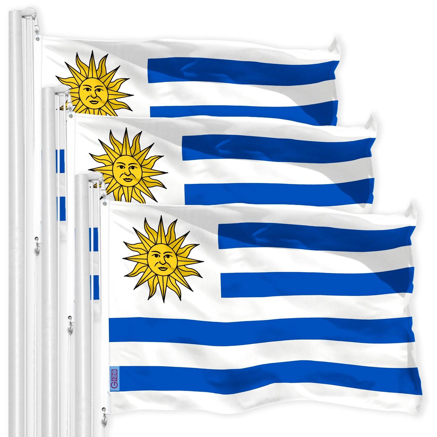 Uruguay Uruguayan Flag 3x5 Ft 3-Pack 150D Printed Polyester By G128