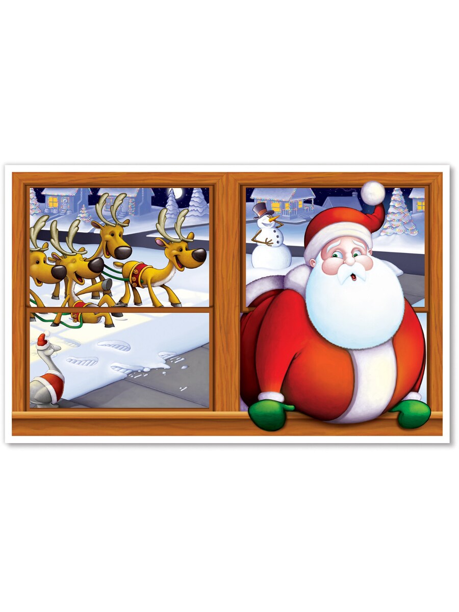 3' Feet x 5' Feet Santa Claus Insta-View Festive Scene Setter Wall Decal