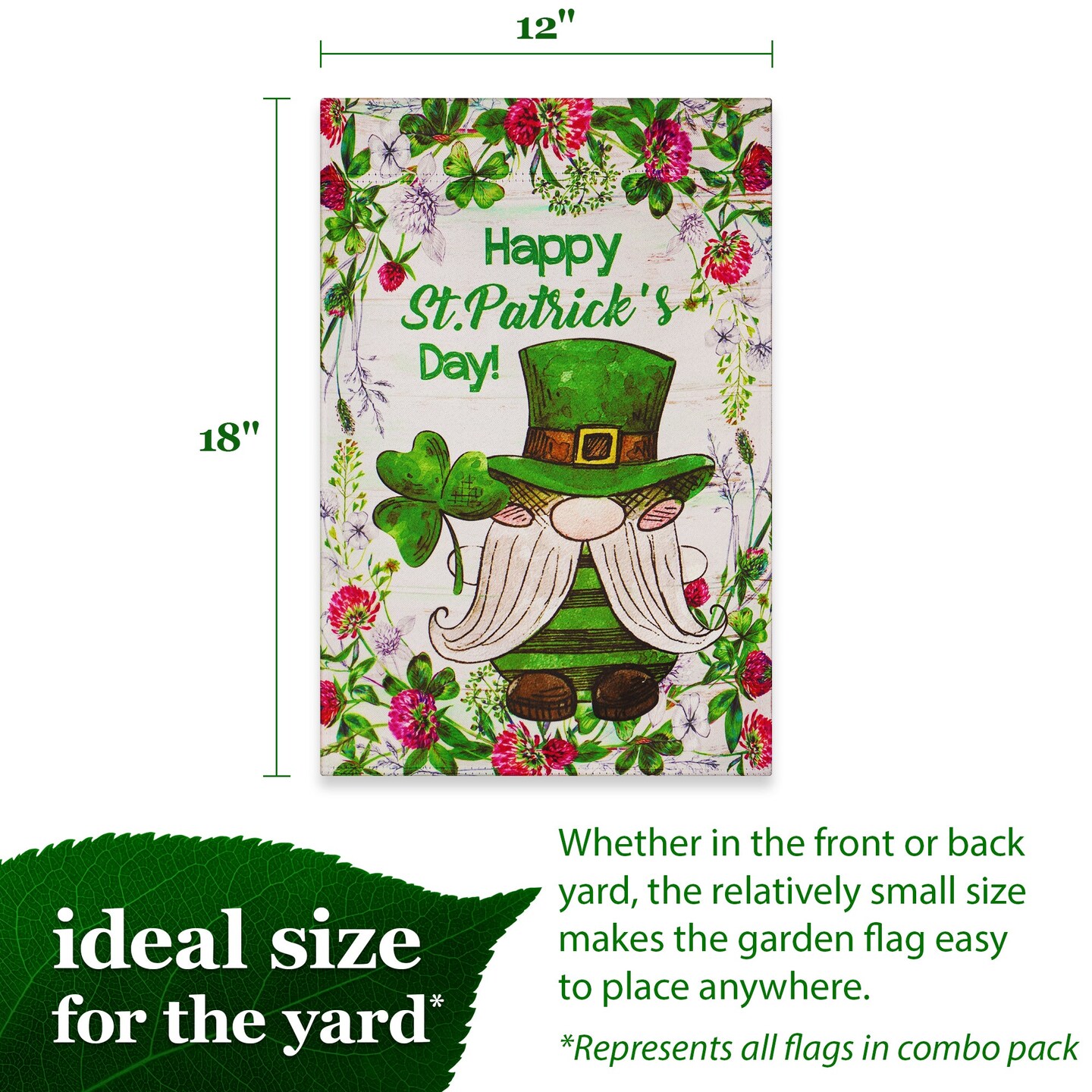 G128 Garden Flag Set Holiday Gnomes 12"x18" 6 pieces Blockout Fabric