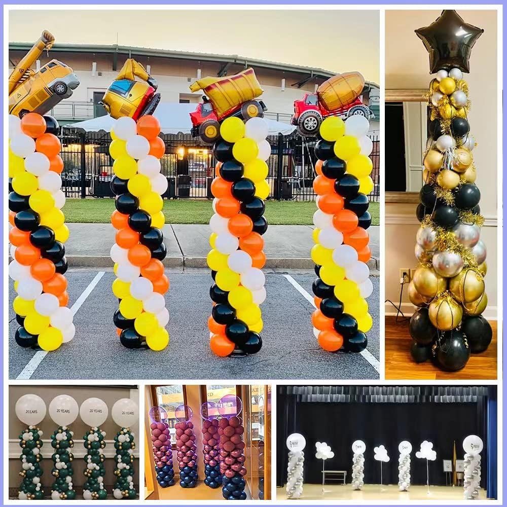 Balloon Columns Stand Set of 4, 7 Feet Telescoping Balloon Arches Stands with Bases for Floor, Height Adjustable Metal Balloon Tower Pillar Kits for Graduation, Birthday, Party, Baby Shower