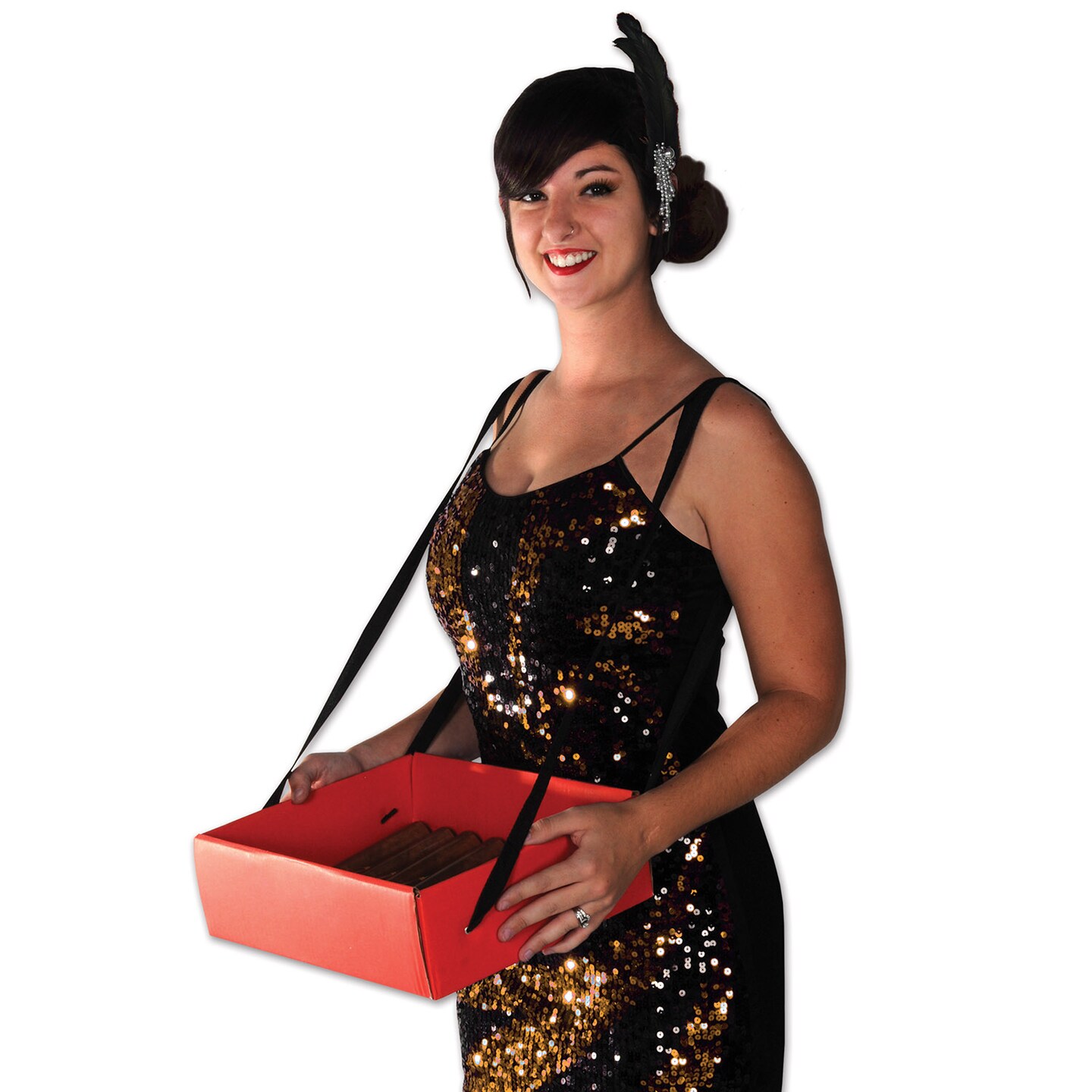 Beistle Club Pack of 12 Red Cigarette Girl Party Tray Prop Decorations 13”