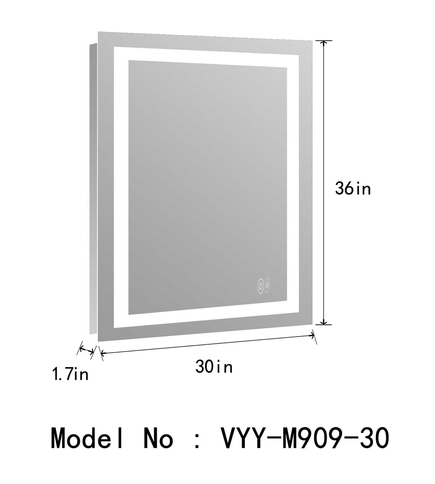 Superior Rectangular Frameless Anti-Fog Wall Bathroom Vanity Mirror in Silver