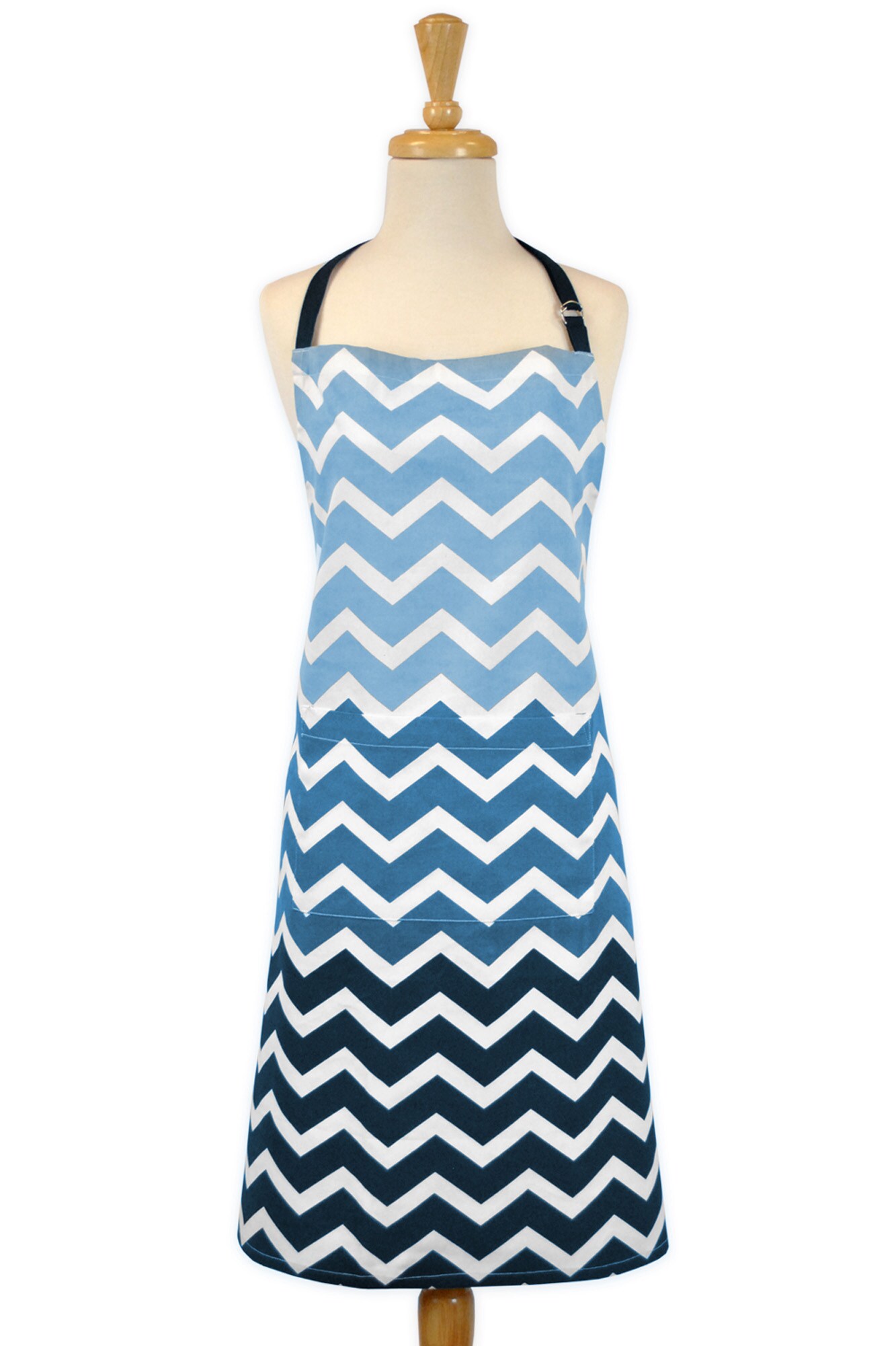 CC Home Furnishings Chevron Ombre Unisex Cotton Kitchen Chef Apron - 33&#x22; - Blue and White