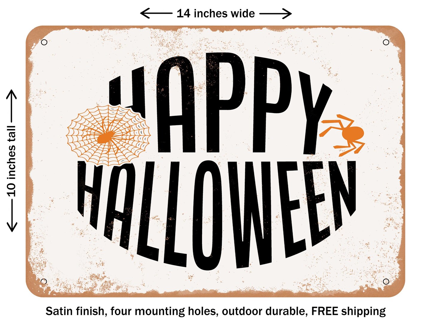 DECORATIVE METAL SIGN - Happy Halloween 2 - Vintage Rusty Look