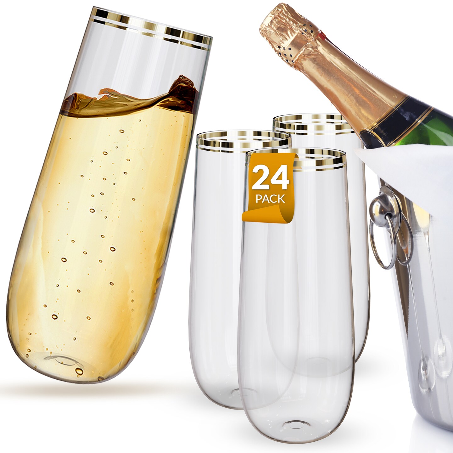 8 oz. Personalized Fiancé Reusable Glass Champagne Flute Set - 2