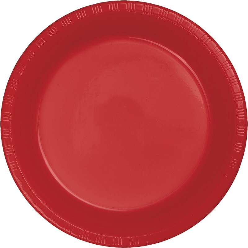 Party Central Solid Disposable Party Luncheon Plates - 6.75" - Red - Club Pack of 240