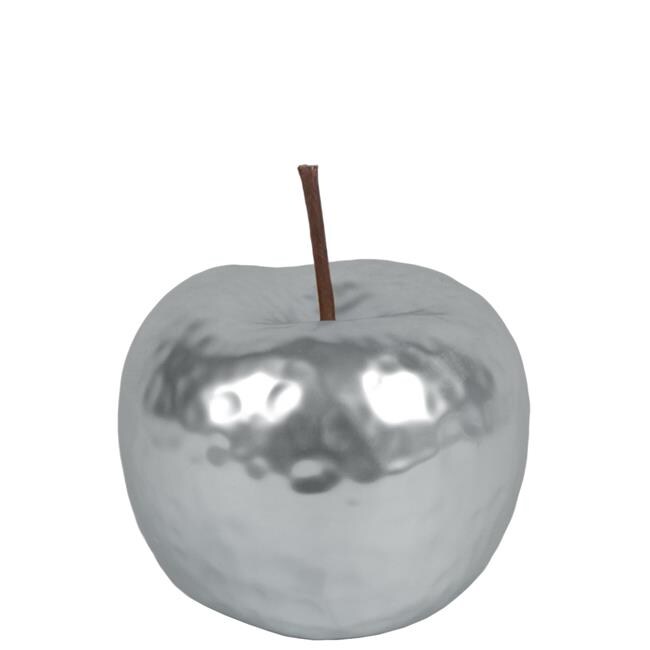 Ceramic Apple Figurine, HammeredMatte &#x26; Silver - Small