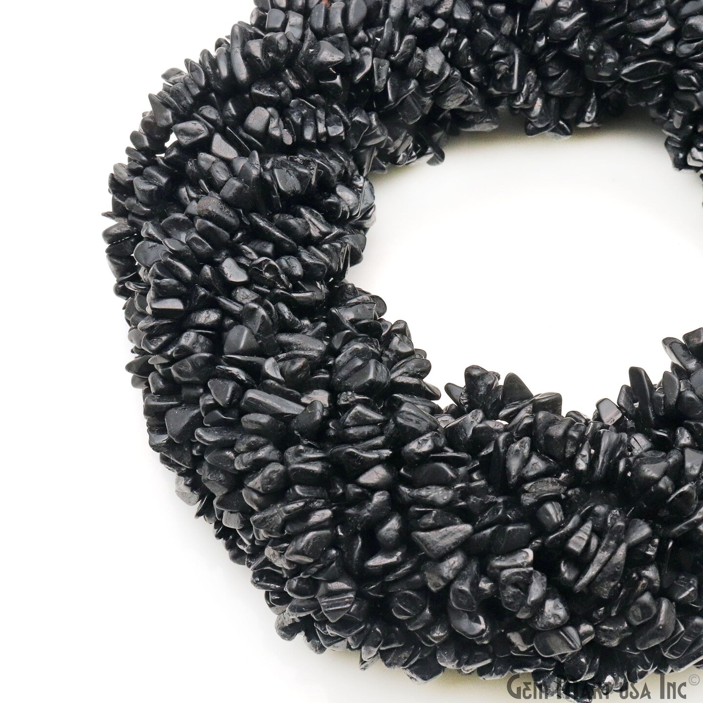 Black Tourmaline Chip Beads 34 Inch Chip Strands Drilled Strung Nugget Beads 3 7mm Polished GemMartUSA CHKT 70001