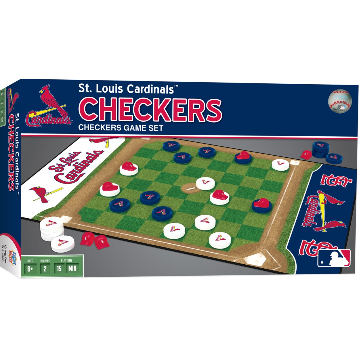 Masterpieces   Officially licensed MLB St. Louis Cardinals Checkers Board Game for Families and Kids ages 6 and Up