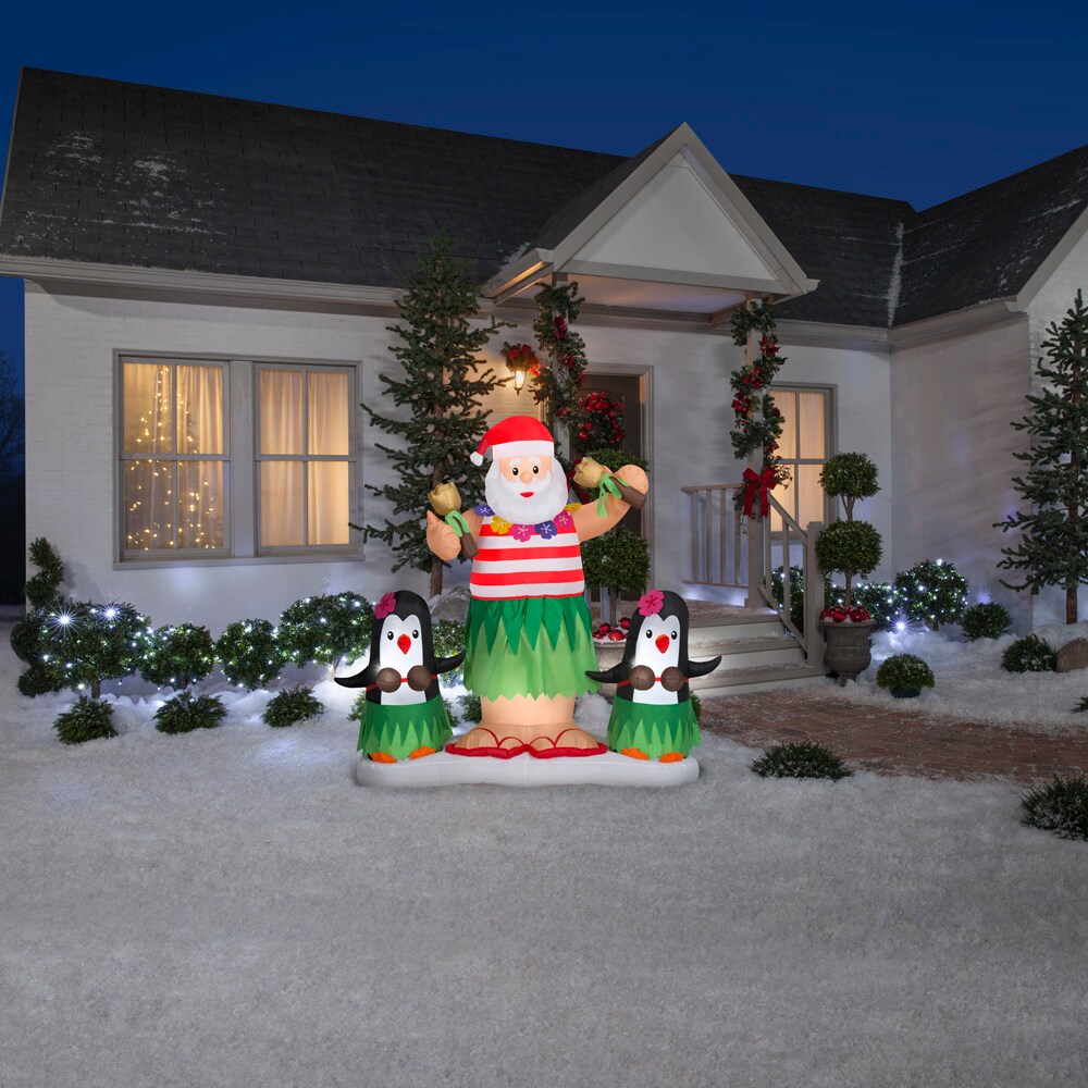 6' Gemmy Animated Airblown Inflatable Christmas Santa Dancing The Hula w/ Penguins Yard Decoration 882501