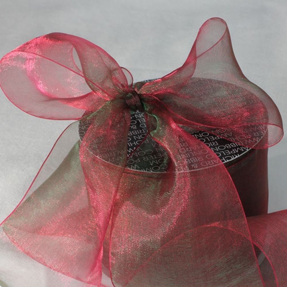 The Ribbon People Red and Green Shimmering Crystal Organdy Ribbon 3&#x22; x 55 Yards