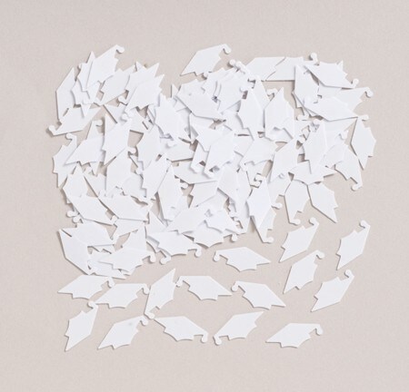 Party Central Club Pack of 12 White Mortarboard Cap Hat Shaped Graduation Day Celebration Confetti Bags 0.5 oz.