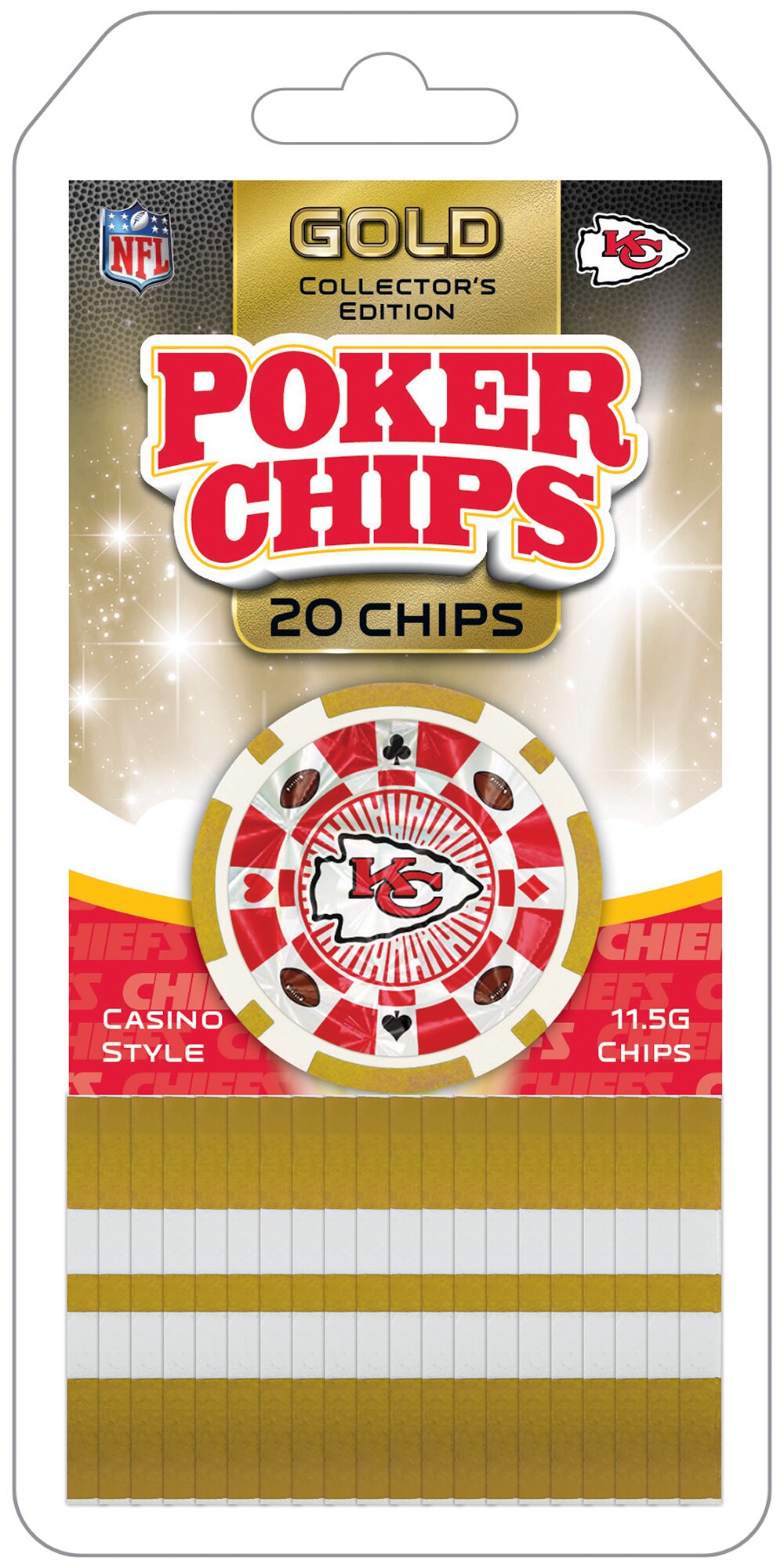 MasterPieces Casino - NFL Kansas City Chiefs - 20 Piece High Quality Team Poker Chips Gold Edition