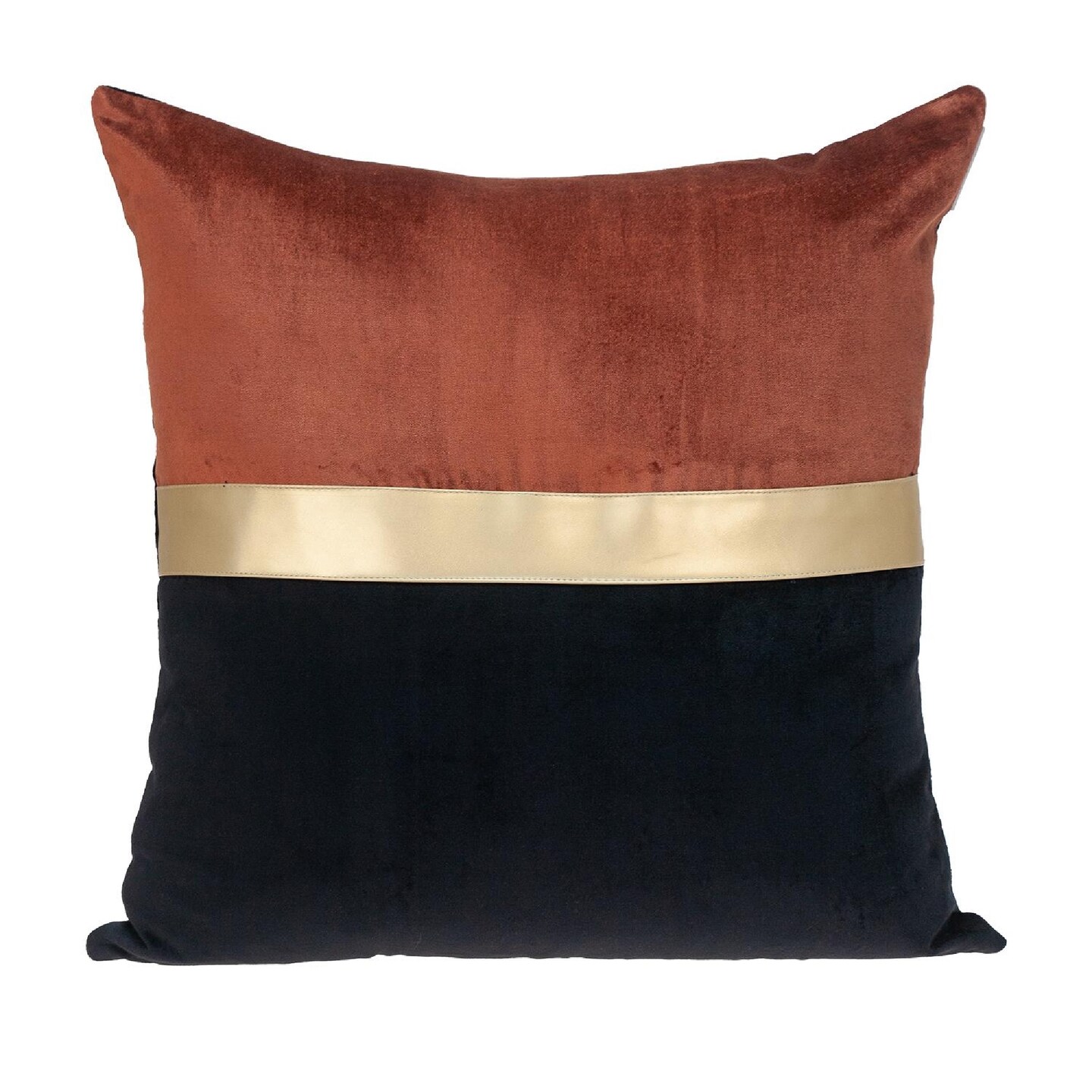 Nassau Collection 20&#x22; Brown and Black Velvet Throw Pillow with Gold Band