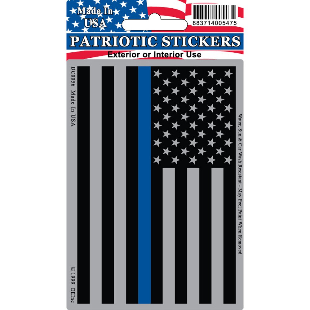 DC0056 Black Police U.S. Subdued Flag w/ Thin Blue Line Sticker (3&#x27;&#x27;x4.25&#x27;&#x27;)