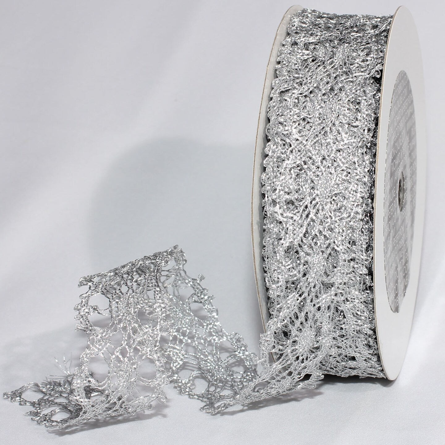 The Ribbon People Shiny Silver Metallic Lace Craft Ribbon 1.25" x 20 Yards