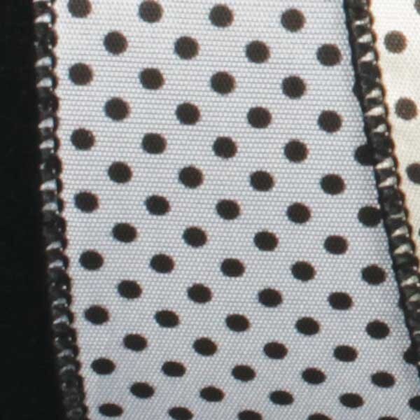 The Ribbon People Black and White Polka Dot Wired Craft Ribbon 1.5&#x22; x 40 Yards