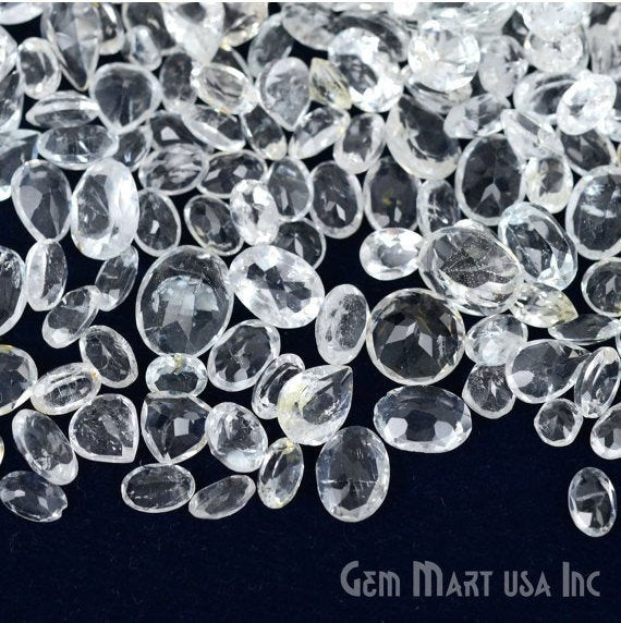 White Topaz Gemstone, 100% Natural Faceted Loose Gems, November Birthstone, 6-12mm, 50 Carats, GemMartUSA (WT-60001-50)