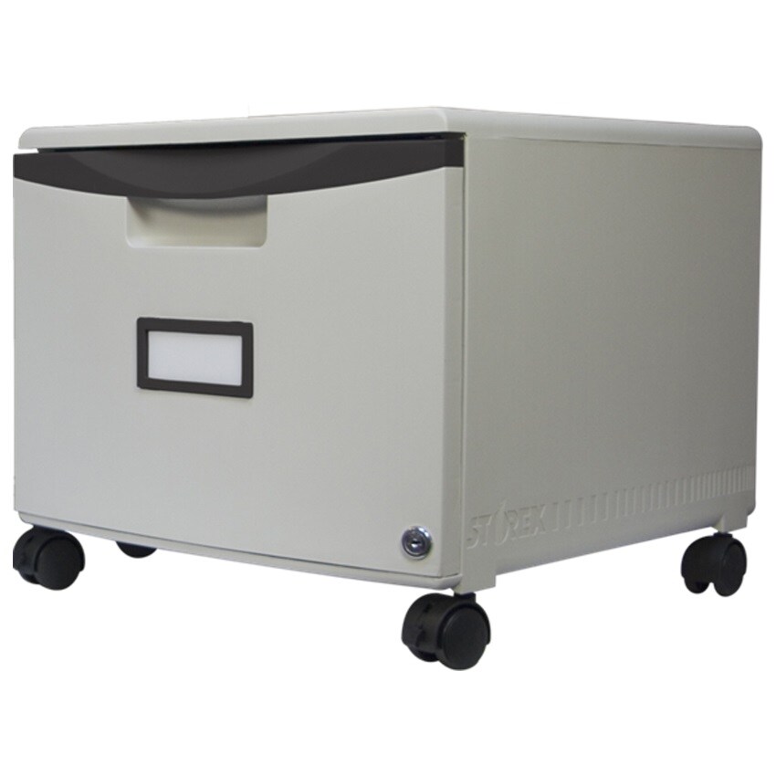 One Drawer Mini File Cabinet with Lock &#x26; Casters, Legal/Letter, gray/Black (Drop Ship Approved Packing)