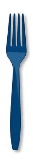 Party Central Premium Lightweight Solid Disposable Forks - 7" - Navy Blue - Club Pack of 600